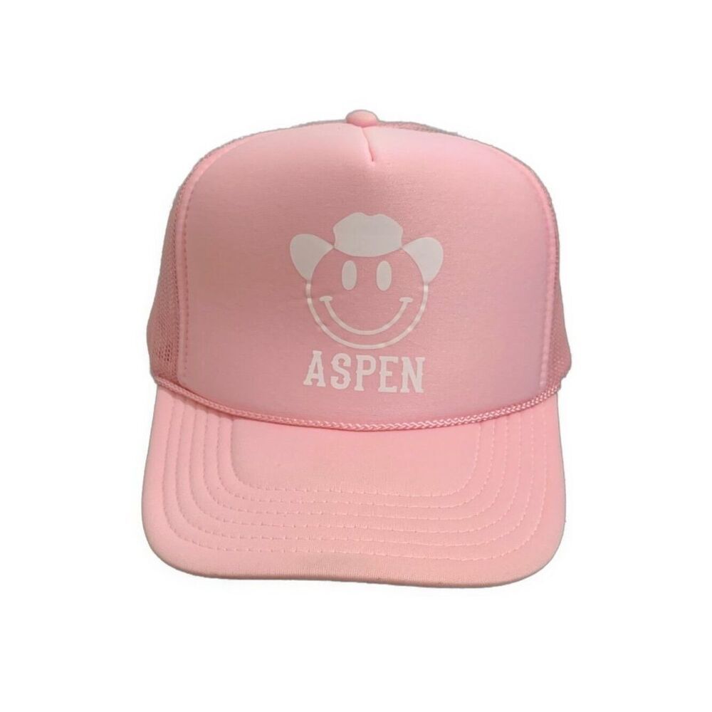 Otto Aspen Pink White Smiley Face Adjustable Hat